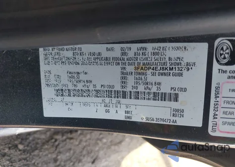 2019 Ford Fiesta Se z USA, uszkodzony, nr VIN 3FADP4EJ8KM132791